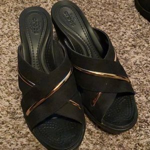 Black Crocs Dual Comfort Wedges